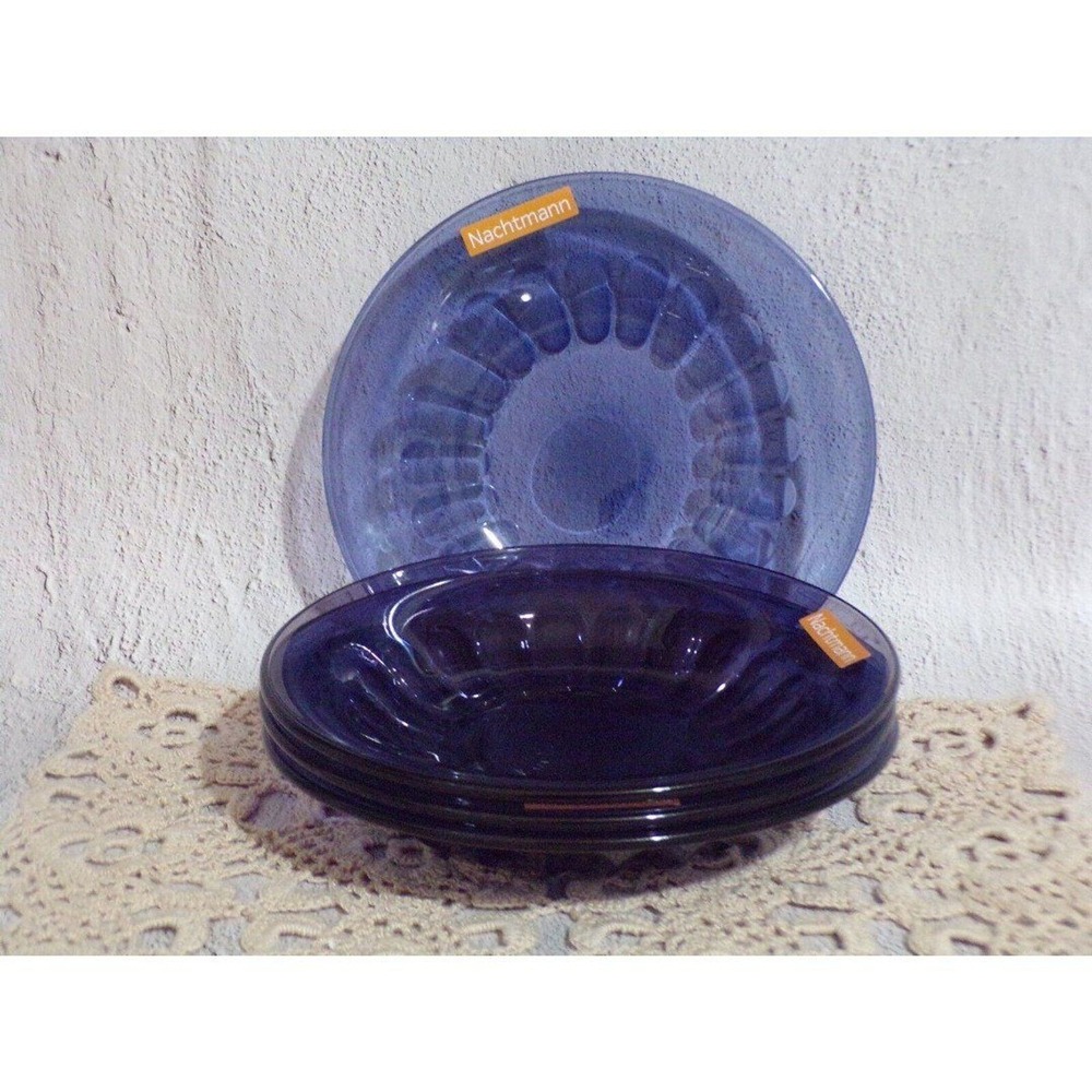 Nachtmann Beautiful Design Sapphire Blue Crystal Salad Bowls Set of 4